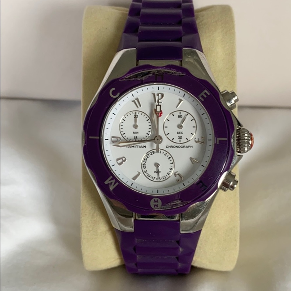 MICHELE PURPLE RUBBER WATCH